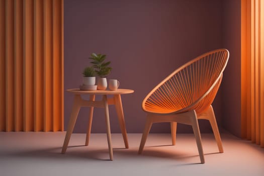 Wooden chair in the room. ai generative