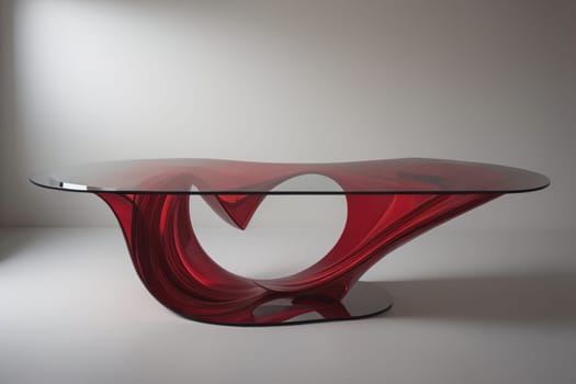a glass table in a room. ai generative