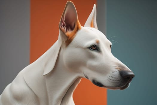 White labrador retriever dog portrait on a solid color background. Studio shot. generative ai