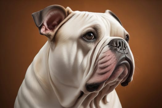 Portrait of a dog breed English Bulldog on a solid color background. ai generative