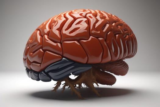 Human brain on a solid color background. ai generative