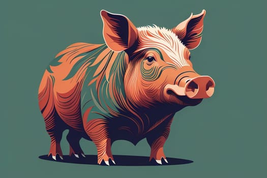 Pig head. Colorful vector illustration. Isolated on a solid color background. generative ai