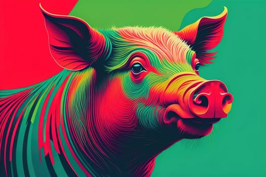 Pig head. Colorful vector illustration. Isolated on a solid color background. generative ai