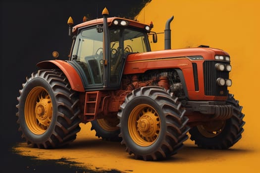 Modern tractor on a colored background. ai generative