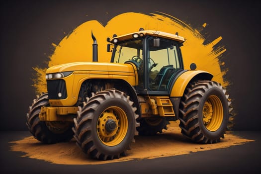 Modern tractor on a colored background. ai generative