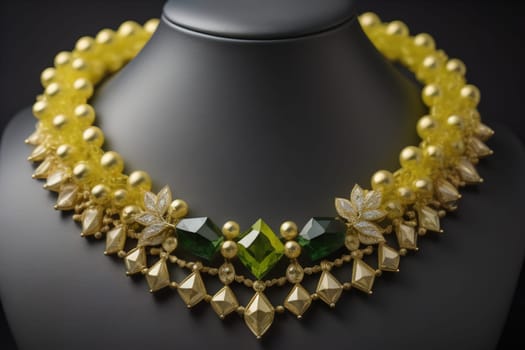necklace on a mannequin in the studio on a solid color background. ai generative