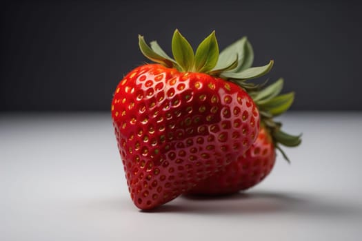 Fresh strawberries on a solid color background. generative ai