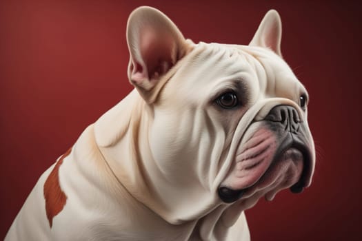 Portrait of a dog breed English Bulldog on a solid color background. ai generative