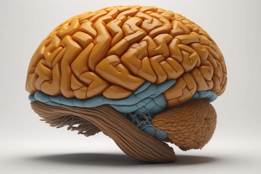 Human brain on a solid color background. ai generative