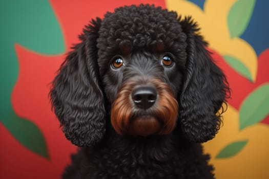 Portrait of a beautiful black dachshund puppy on a solid color background. ai generative