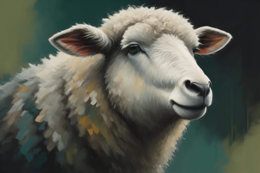 Sheep on a solid color background. Photo in old color image style. ai generative