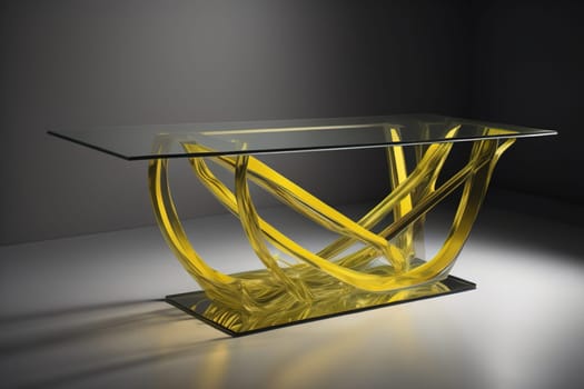 a glass table in a room. ai generative