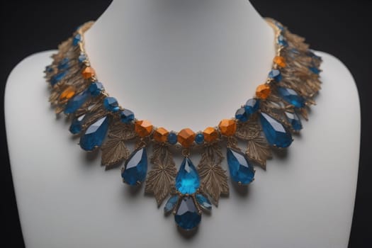 necklace on a mannequin in a jewelry store close up. ai generative
