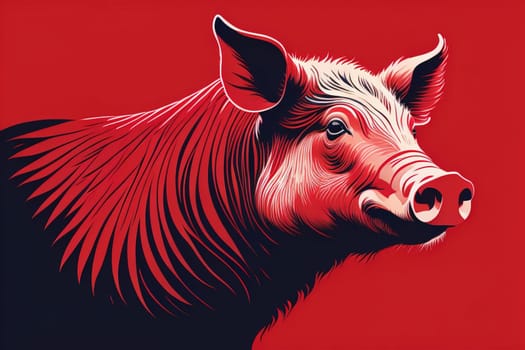 Pig head. Colorful vector illustration. Isolated on a solid color background. generative ai