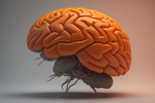 Human brain on a solid color background. ai generative