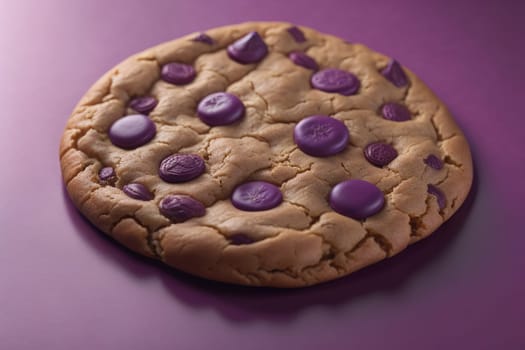 Chocolate chip cookies on orange background. Close up. Selective focus. ai generative