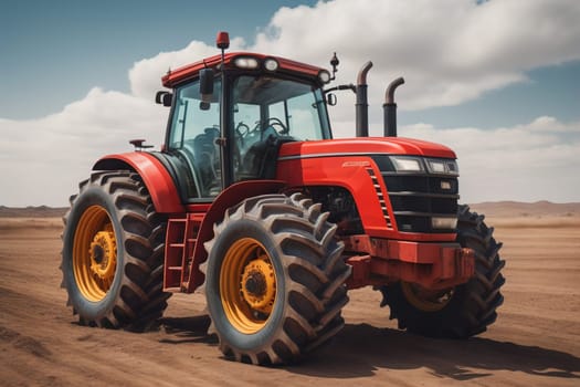 Modern tractor on a colored background. ai generative
