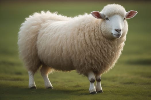 Sheep on a solid color background. Photo in old color image style. ai generative
