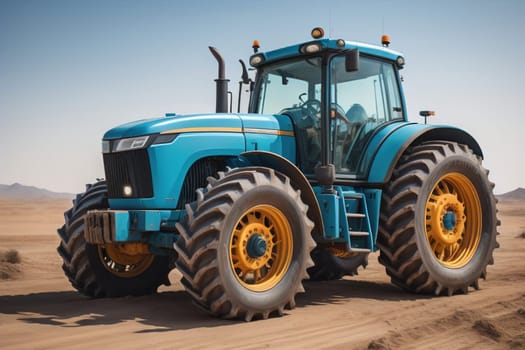 Modern tractor on a colored background. ai generative