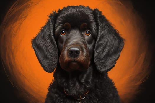 Portrait of a beautiful black dachshund puppy on a solid color background. ai generative
