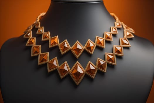 necklace on a mannequin in the studio on a solid color background. ai generative