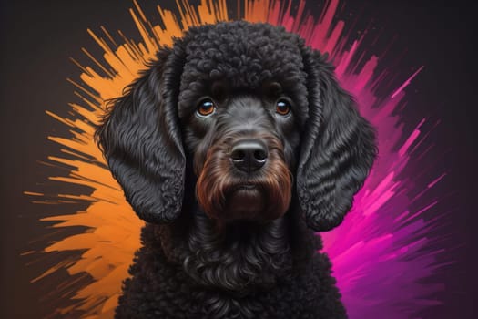 Portrait of a beautiful black dachshund puppy on a solid color background. ai generative