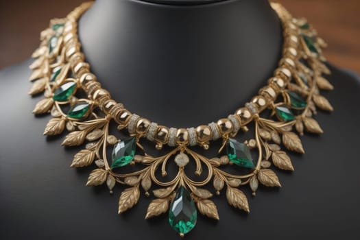 necklace on a mannequin in the studio on a solid color background. ai generative