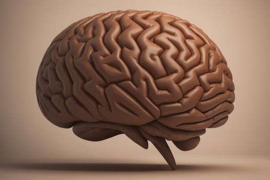 Human brain on a solid color background. ai generative