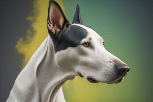White labrador retriever dog portrait on a solid color background. Studio shot. generative ai