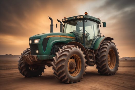 Modern tractor on a colored background. ai generative
