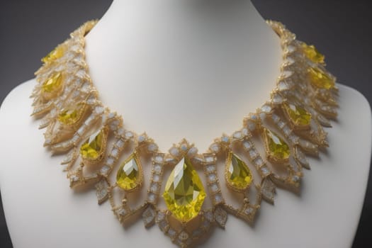 necklace on a mannequin in the studio on a solid color background. ai generative