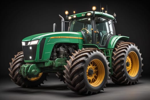 Modern tractor on a colored background. ai generative