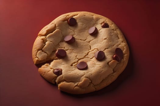 Chocolate chip cookies on orange background. Close up. Selective focus. ai generative