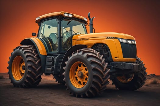 Modern tractor on a colored background. ai generative