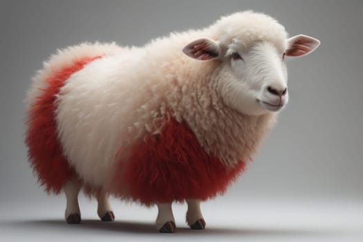 Sheep on a solid color background. Photo in old color image style. ai generative