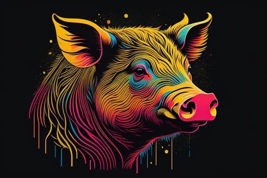 Pig head. Colorful vector illustration. Isolated on a solid color background. generative ai