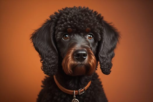 Portrait of a beautiful black dachshund puppy on a solid color background. ai generative
