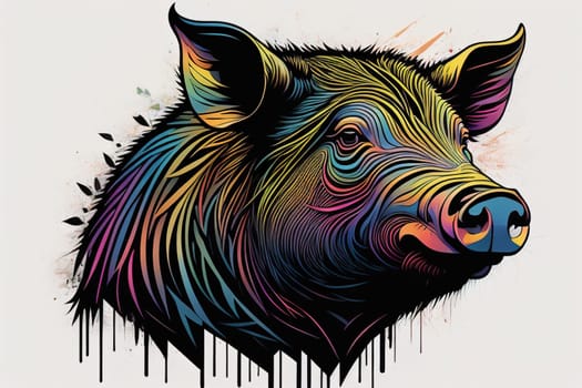 Pig head. Colorful vector illustration. Isolated on a solid color background. generative ai