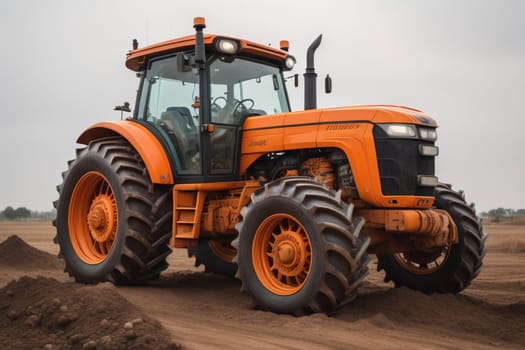 Modern tractor on a colored background. ai generative