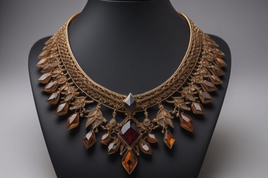 necklace on a mannequin in the studio on a solid color background. ai generative