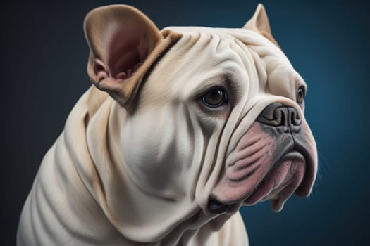 Portrait of a dog breed English Bulldog on a solid color background. ai generative