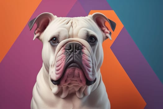 Portrait of a dog breed English Bulldog on a solid color background. ai generative