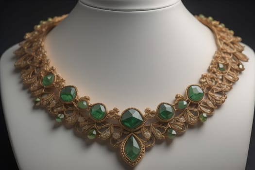 necklace on a mannequin in the studio on a solid color background. ai generative