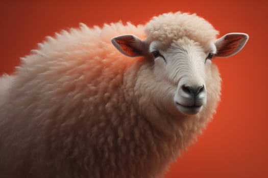 Sheep on a solid color background. Photo in old color image style. ai generative