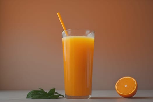 Glass of orange juice and fresh orange fruits. ai generative
