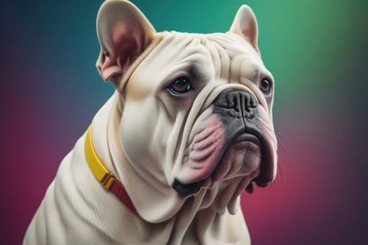 Portrait of a dog breed English Bulldog on a solid color background. ai generative