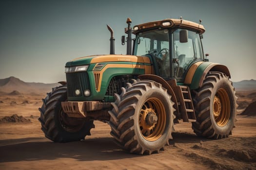 Modern tractor on a colored background. ai generative
