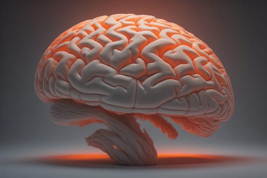 Human brain on a solid color background. ai generative
