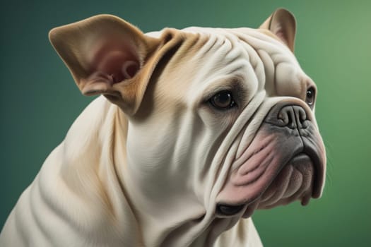 Portrait of a dog breed English Bulldog on a solid color background. ai generative