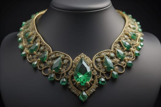 necklace on a mannequin in the studio on a solid color background. ai generative